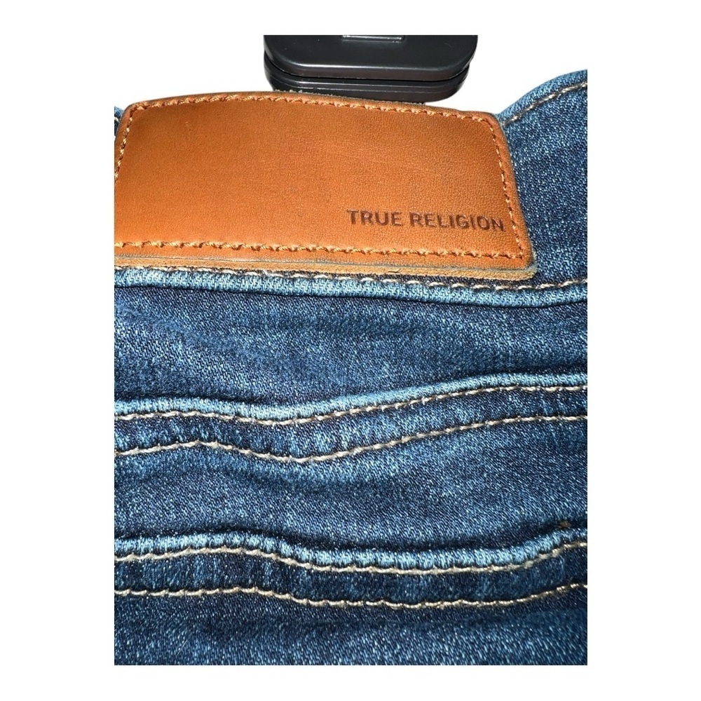 True Religion Mid Rise Skinny Jeans Blue Horse Shoe Pocket Size 32 - Picture 5 of 6
